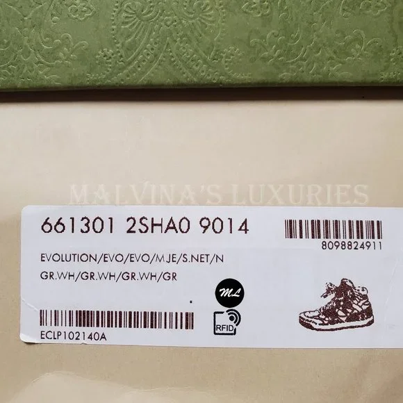 GUCCI MENS SNEAKERS HIGH TOP BASKET GG LOGO LEATHER FABRIC SHOES - Picture 16 of 16